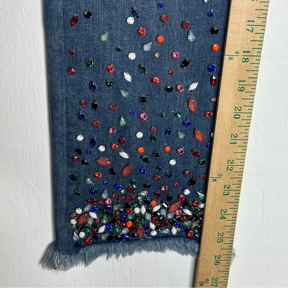 Pilcro and the Letterpress Cropped Jeans Womens Size 29 8 Slim Straight Jeweled - Picture 9 of 12